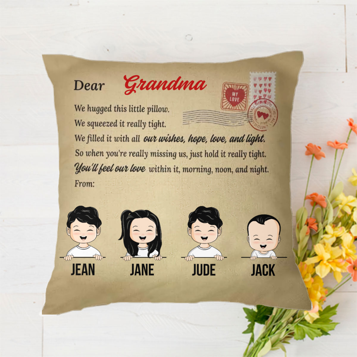 Grandma You'll Feel Our Love Within It - 母、祖母、叔母へのギフト - パーソナライズされたカスタム枕