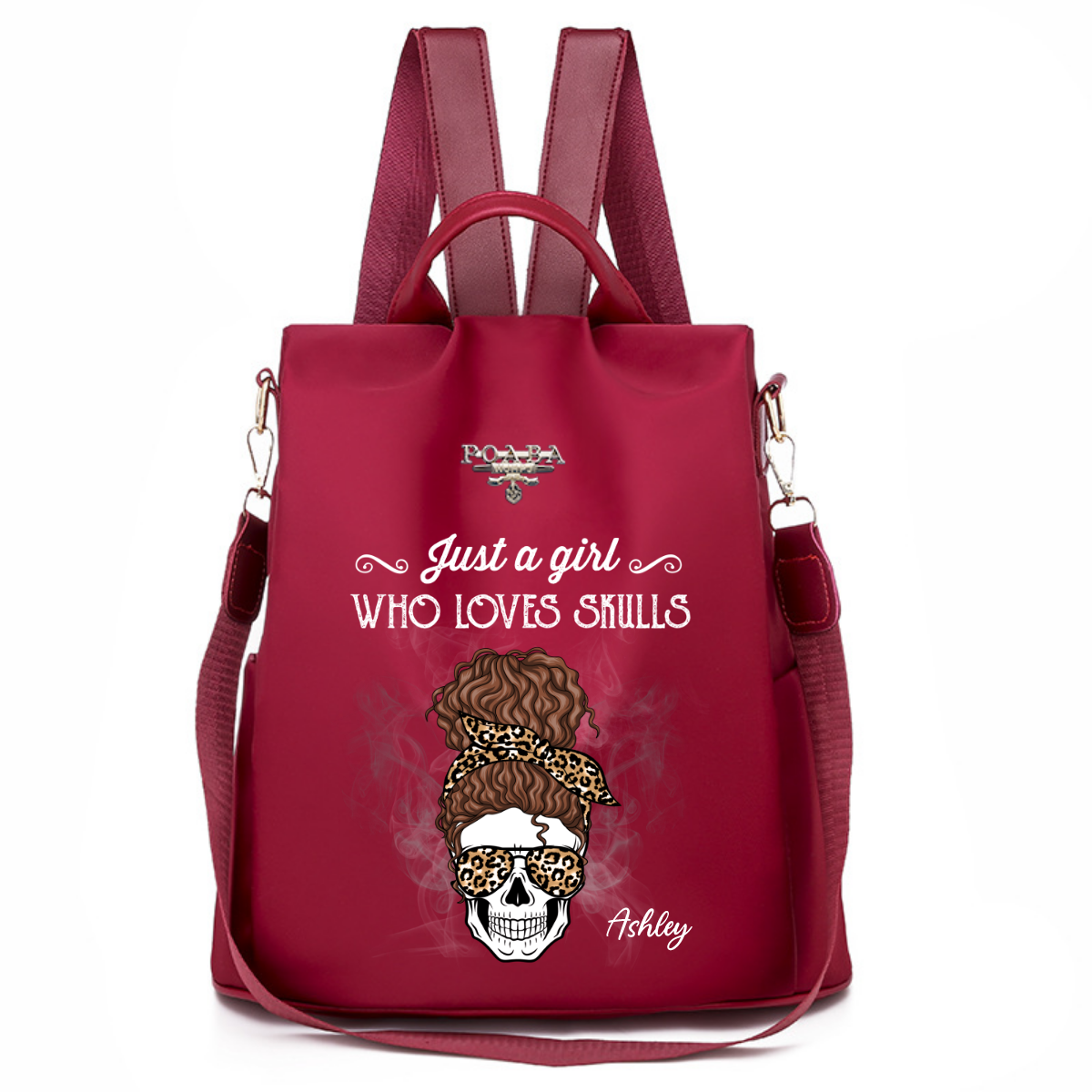 I Do What I Want Skull Messy Bun Personalized Backpack