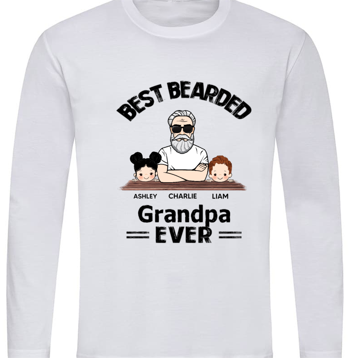 Best Bearded Dad Grandpa Ever Personalized 長袖シャツ