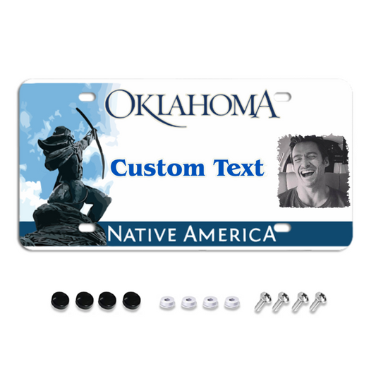 Oklahoma Custom License Plates, Personalized Photo & Text & Background