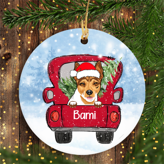 Personalized Dog Christmas Circle Ornament