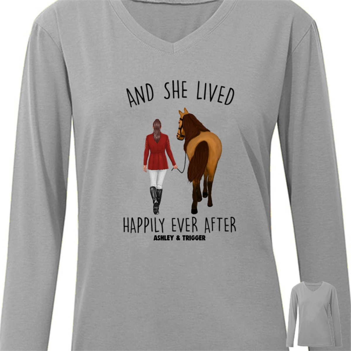 And She Lived Happy Ever After After Horse Girl パーソナライズド ロングスリーブ シャツ
