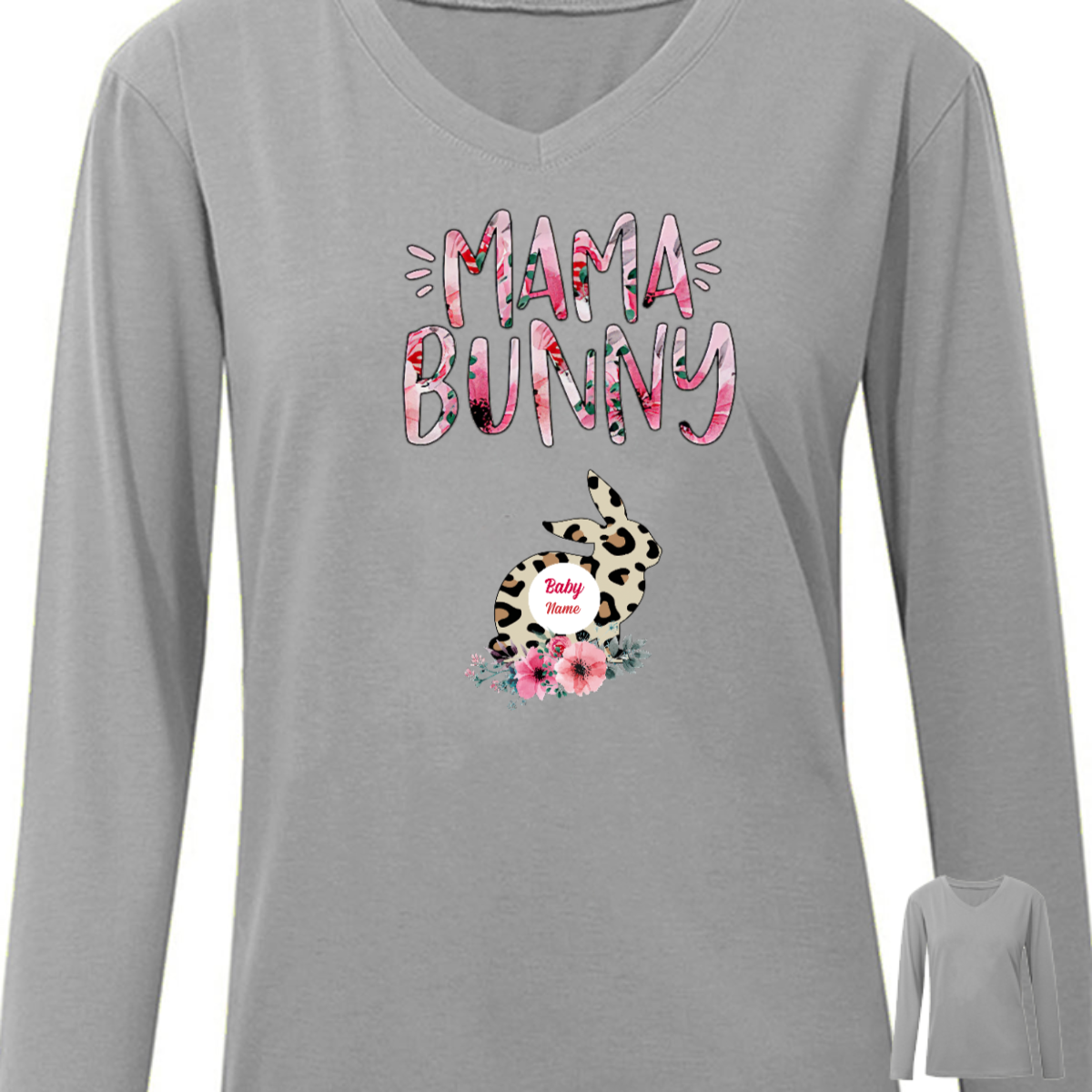 Personalized Mom Bunny Easter Long Sleeve Shirt