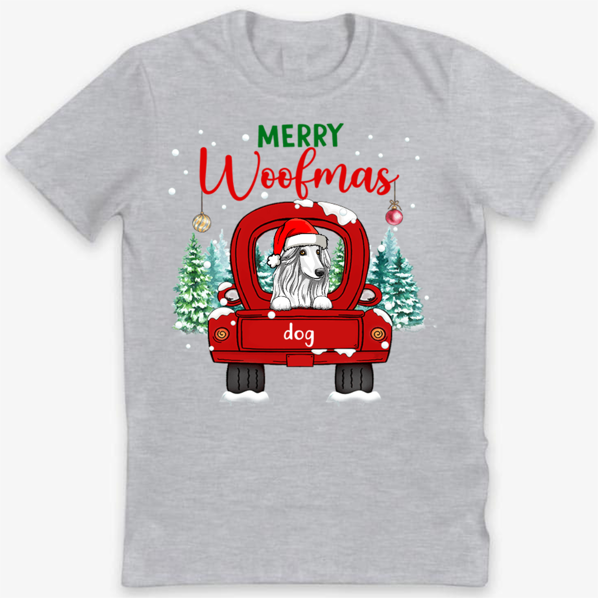 クリスマス トラックの犬 パーソナライズされたシャツ
