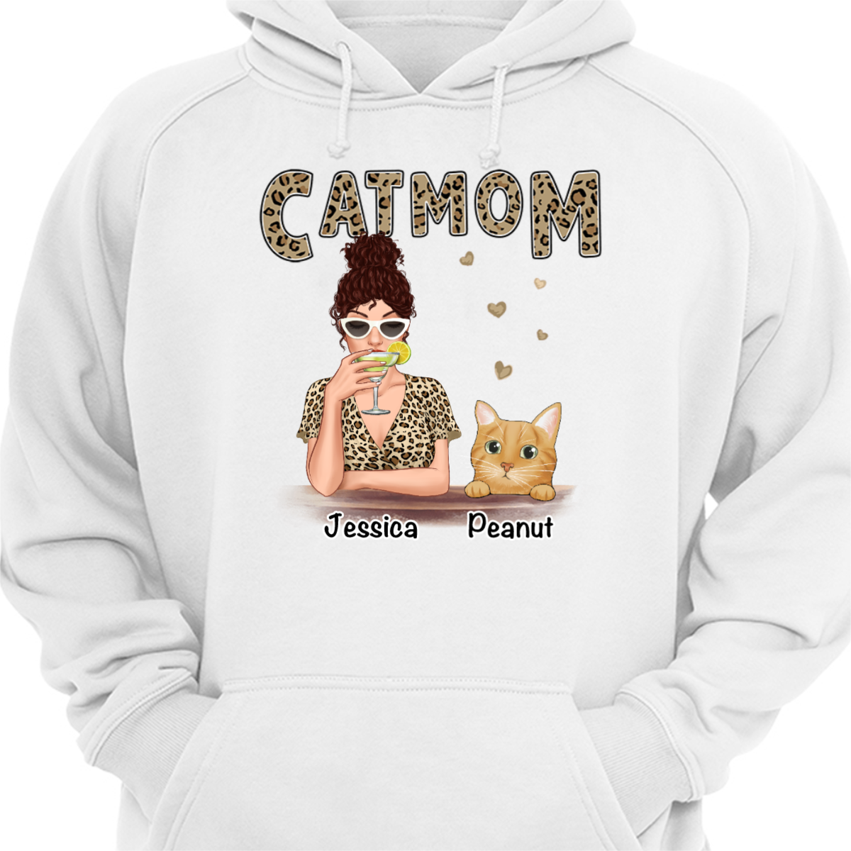 Leopard Shirt Cat Mom Personalized Hoodie Sweatshirt