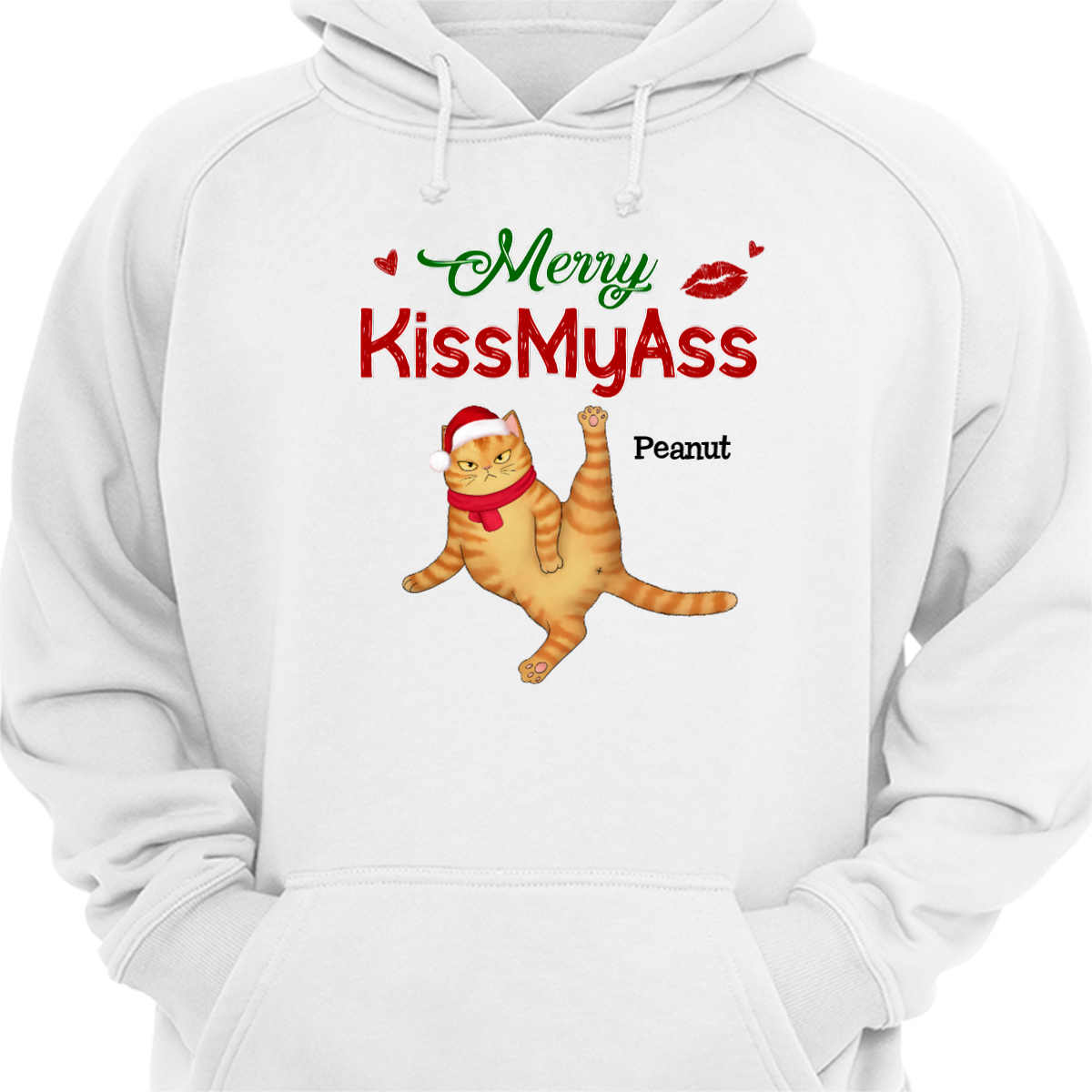Merry Kissmyass Cats クリスマス パーソナライズド パーカー スウェットシャツ