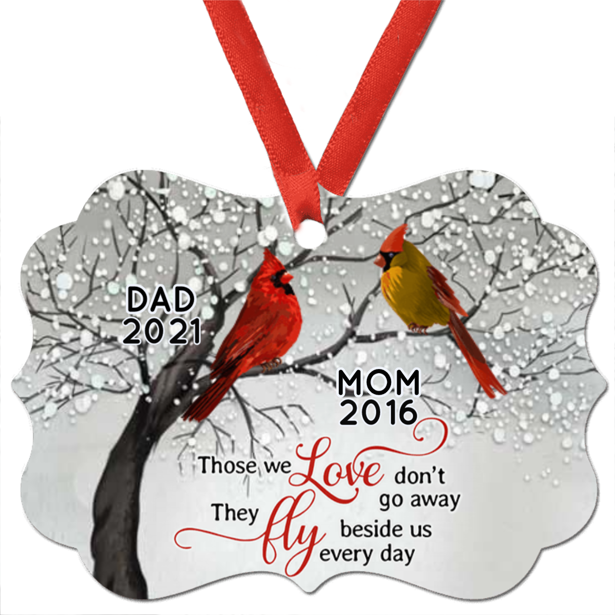 Cardinals Blossom Tree Dad Mom Memorial Personalized Circle Ornament