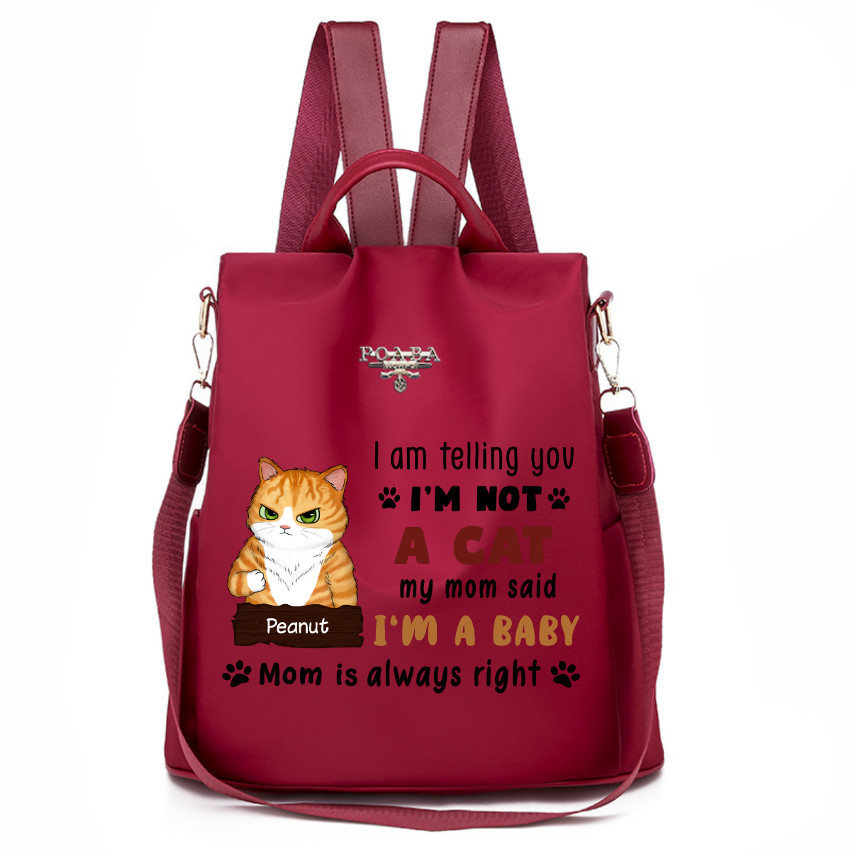 Telling You I‘m A Baby Grumpy Fluffy Cat Personalized Backpack