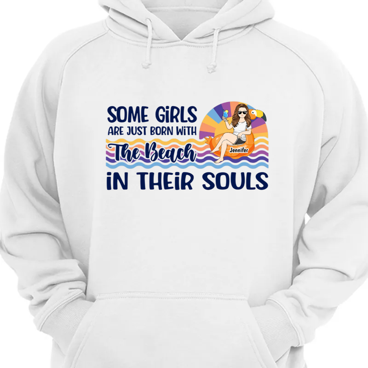 Born With The Beach In Their Souls - Gift For Beach Lovers - Personalized Custom Hoodie Sweatshirt