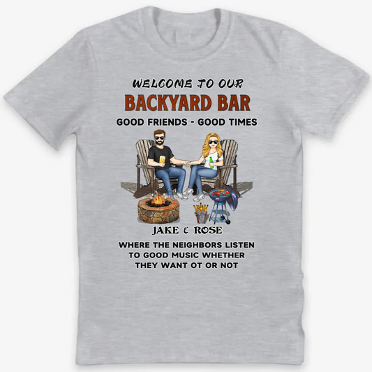 Patio Grilling Family Couple Listen To The Good Music - Personalized Classic Tee