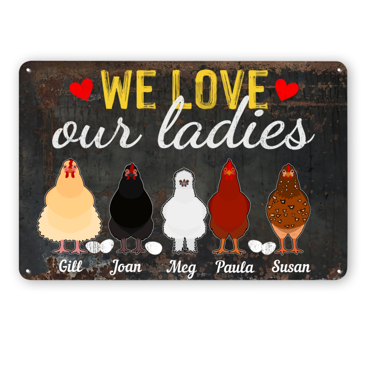I Love My Ladies Chicken パーソナライズされたメタルサイン