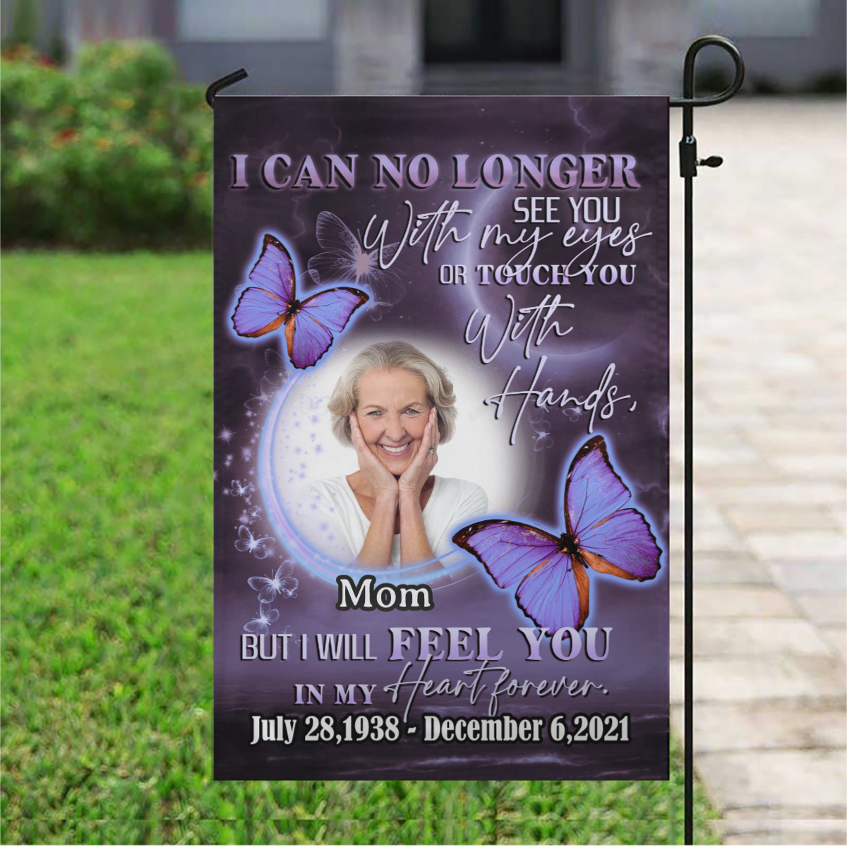 Feel You In My Heart Forever Personalized Photo Memorial Garden & House Flag