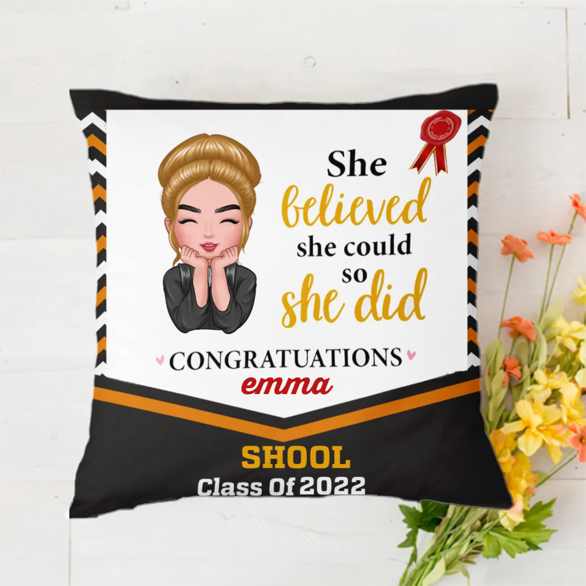 Graduation Girl 2022 Pillow