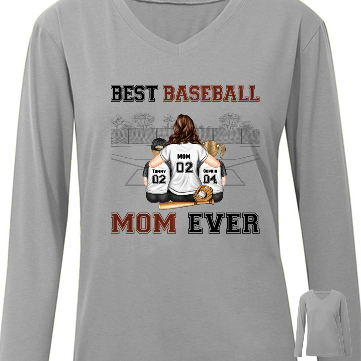 Best Baseball Mom Ever - 母へのギフト - パーソナライズされたカスタム長袖シャツ
