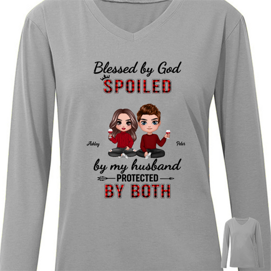 Blessed By God Doll Couple Valentine‘s Day Gift Personalized Long Sleeve Shirt