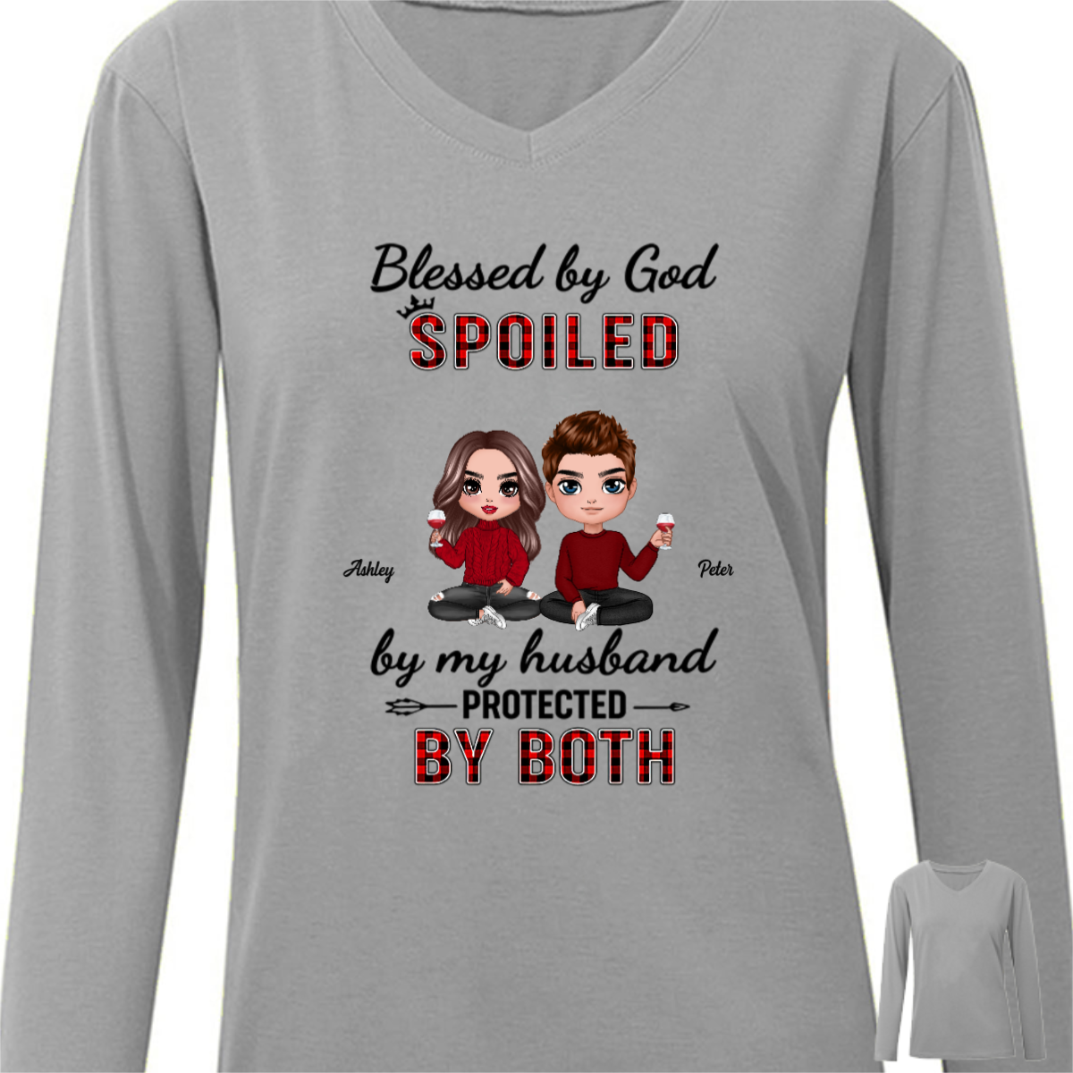 Blessed By God Doll Couple Valentine‘s Day Gift Personalized Long Sleeve Shirt