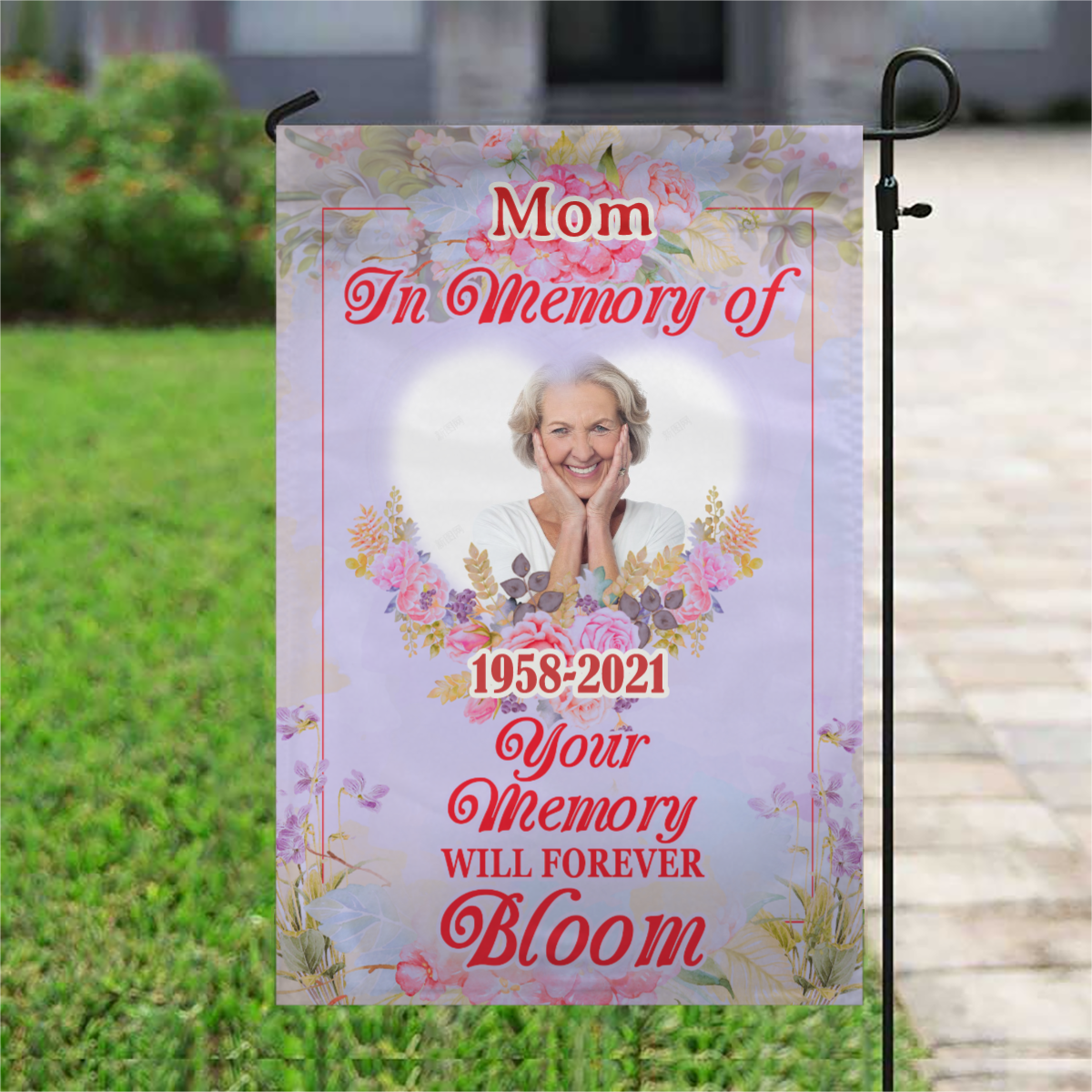 In Memory Of Personalized Photo Memorial Garden & House Flag