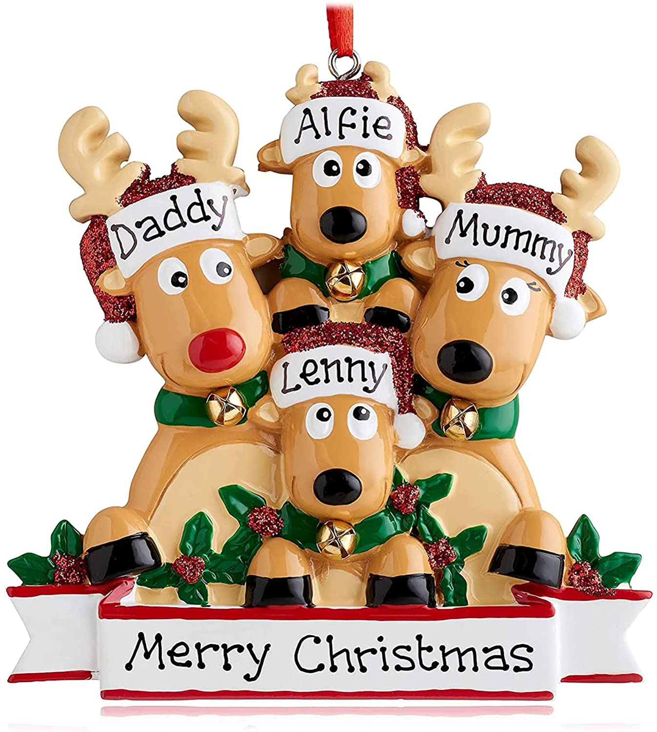 Personalized Deer Family of 2, 3, 4, 5, 6 ,7 & 8 - Cute Deer Winter Gift