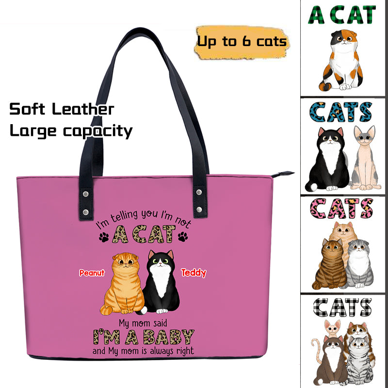 Fluffy Cats Baby Mom Said Personalized Soft Leather Shoulder Bag