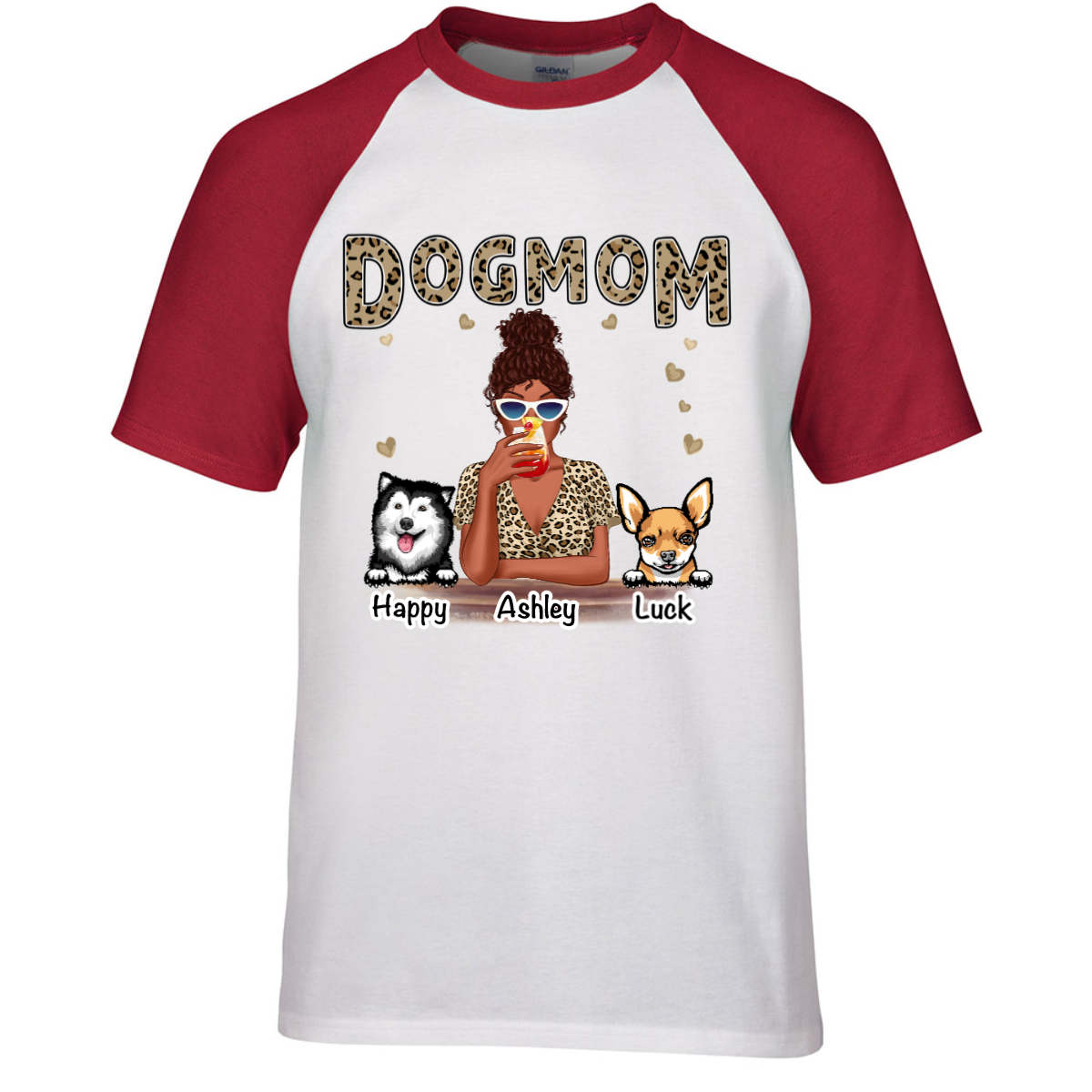 レオパード シャツ 犬 ママ パーソナライズされた ラウンド ネック ベースボール Tシャツ