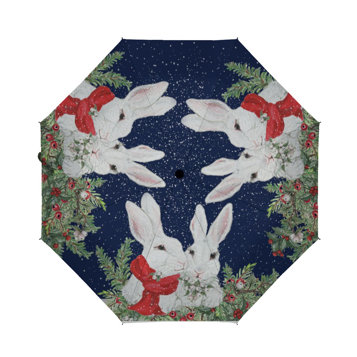 Christmas Bunny Rabbit Whimsical Holiday Snow Brushed Polyester Umbrella No.7VPM64