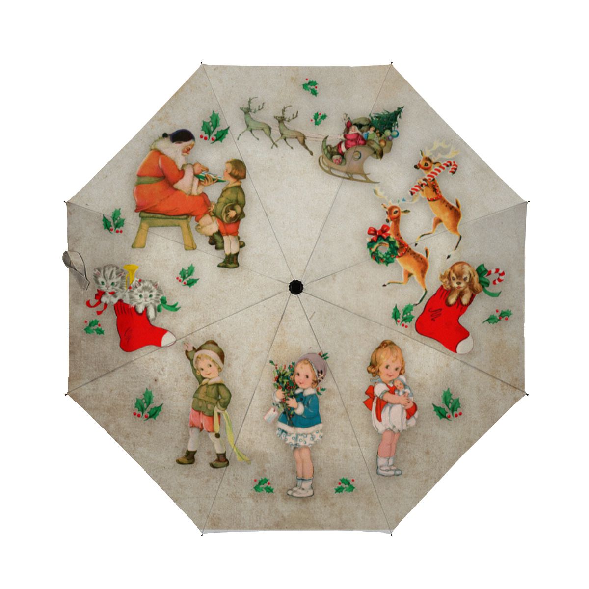 Vintage Christmas Brushed Polyester Umbrella No.7ZT7FC