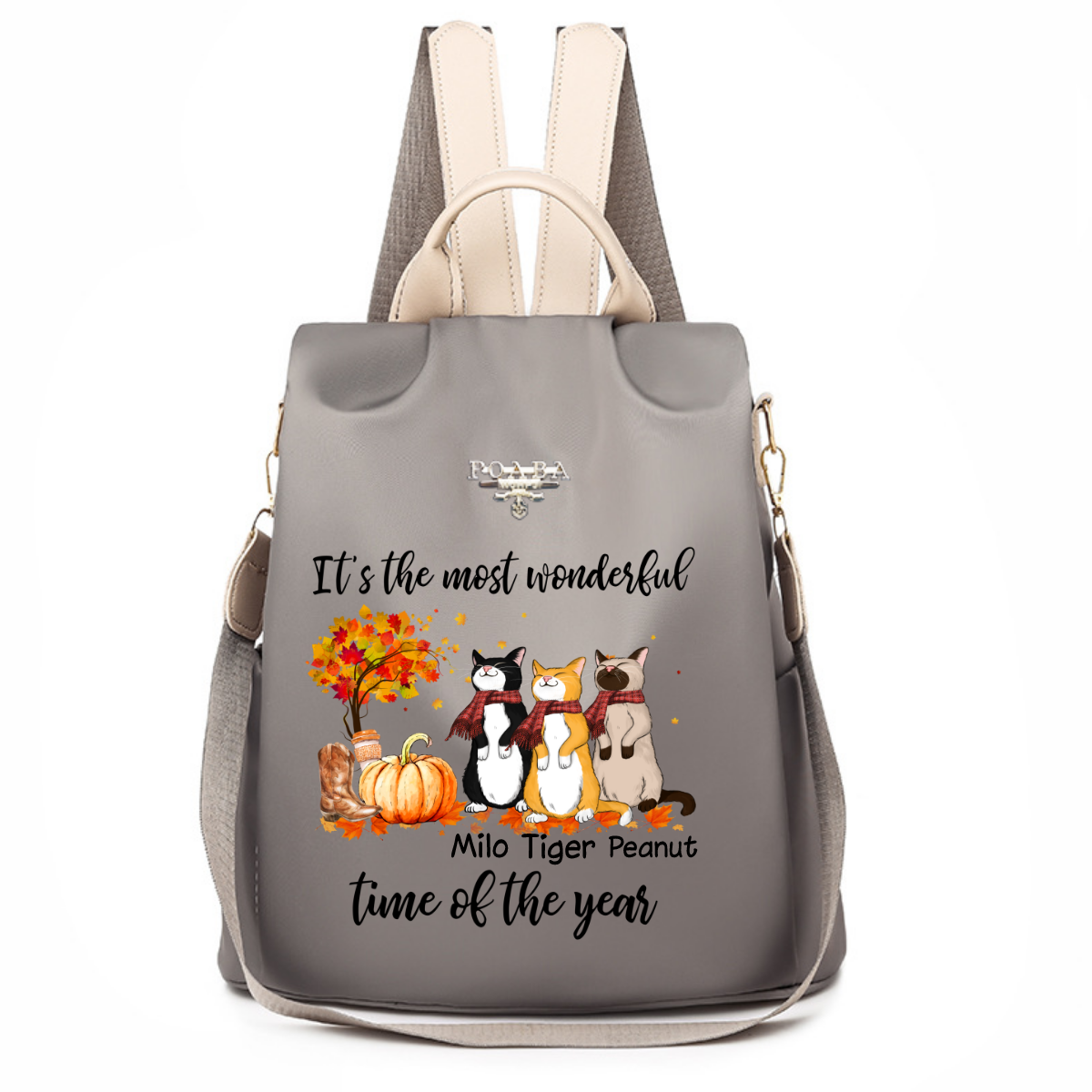 Fall Season Standing Cats Personalized Backpack