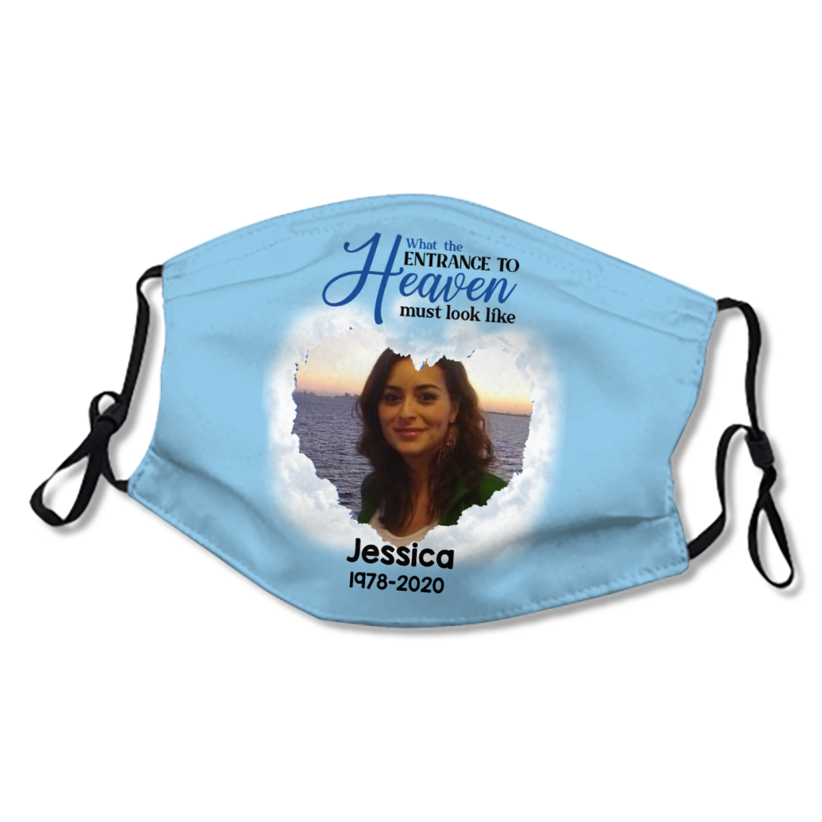 Entrance To Heaven Memorial Personalized Photo & Name & Date Face Mask