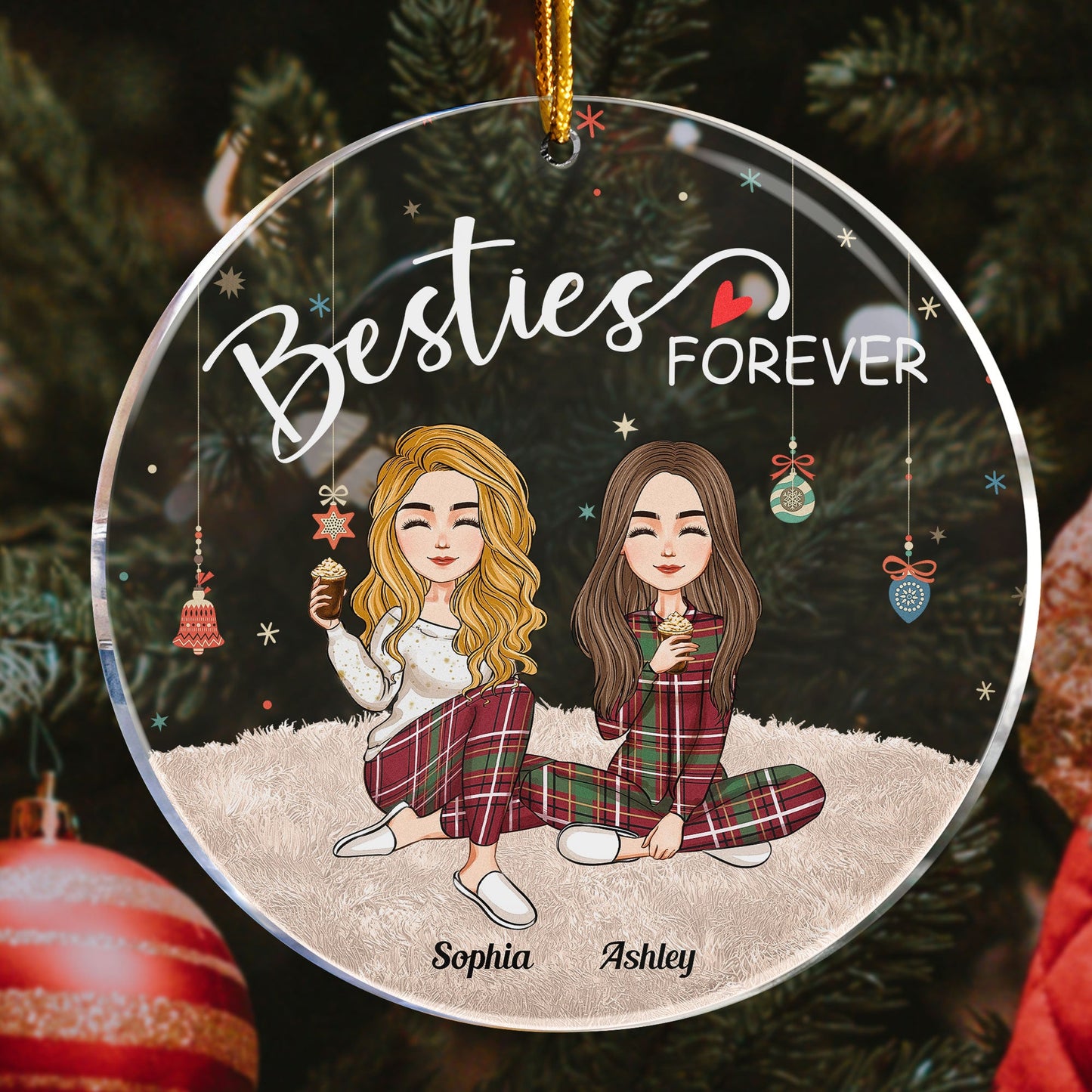 Besties Forever - Personalized Acrylic Circle Ornaments - Christmas, New Year Gift For Sistas, Sister, Besties, Best Friends, Soul Sisters