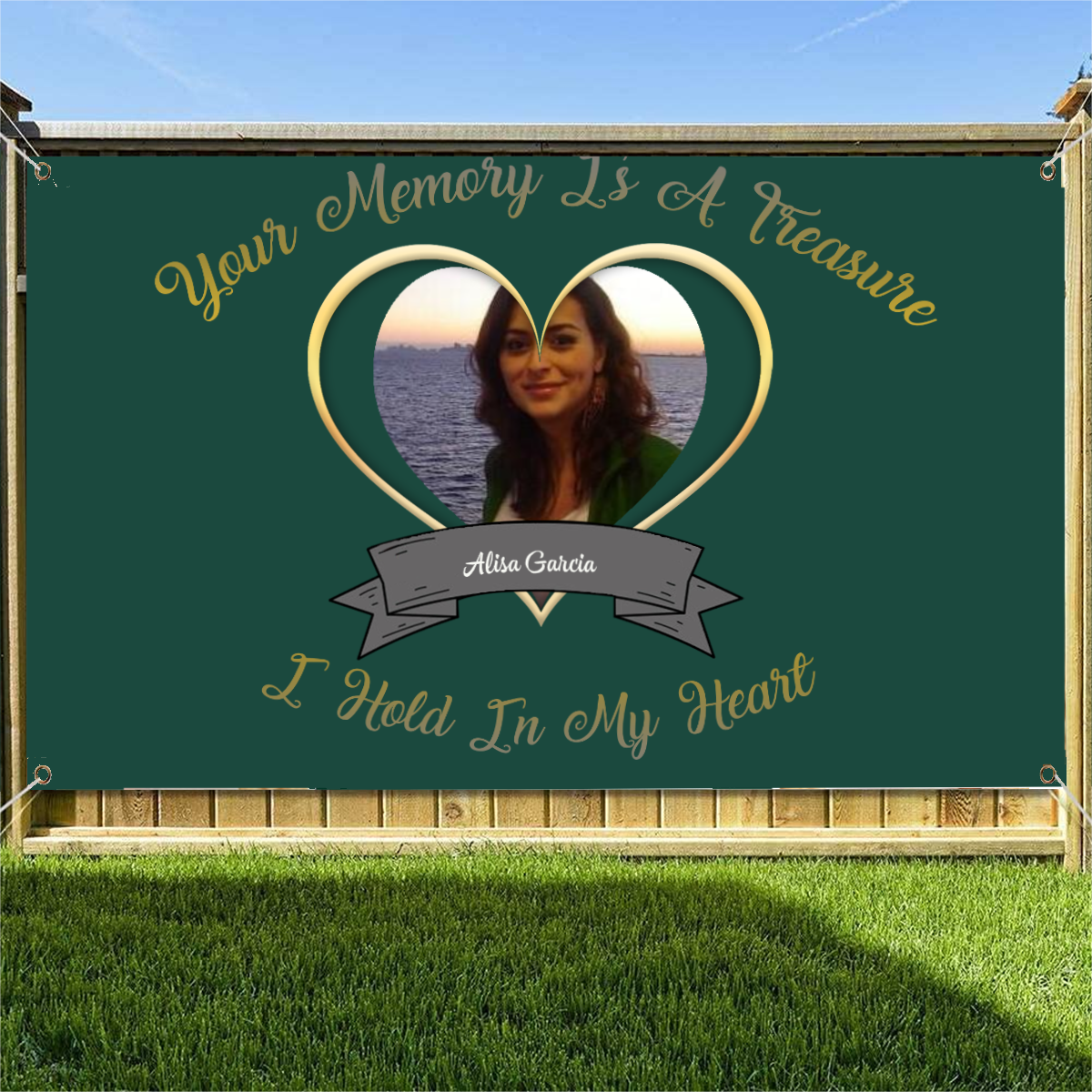 Angel Wings Heart Memorial Mother Upload Photo I Will Miss You Personalized Banner