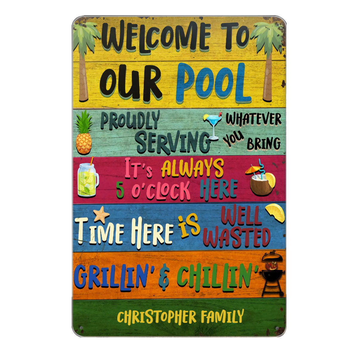 Personalized Swimming Welcome To Our Pool Customized Classic Metal Signs