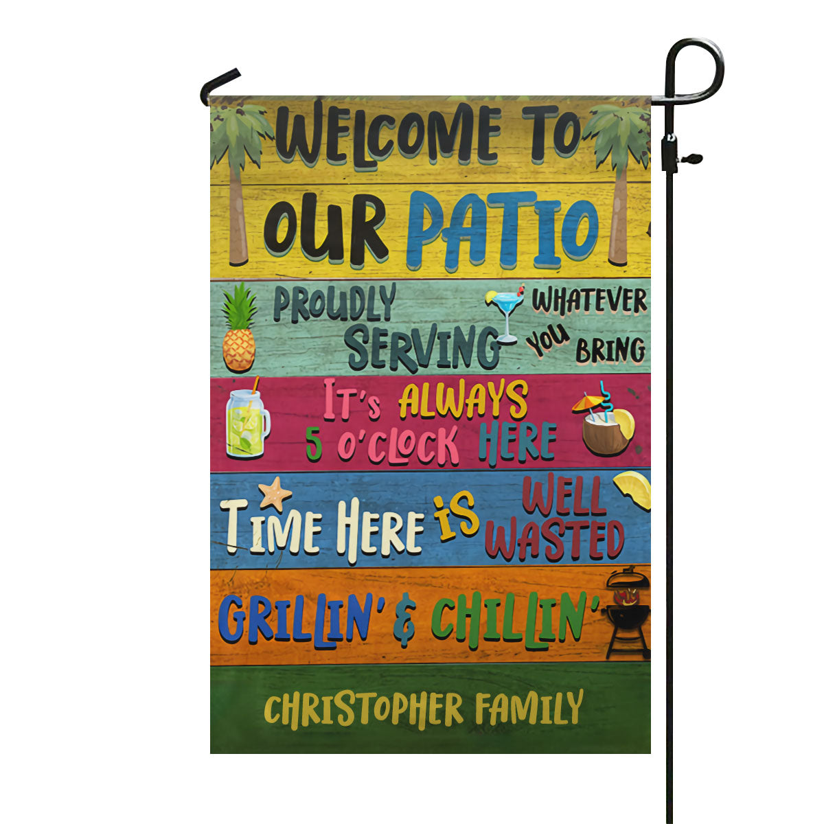 Personalized Patio Welcome Grilling Chilling Custom Flag