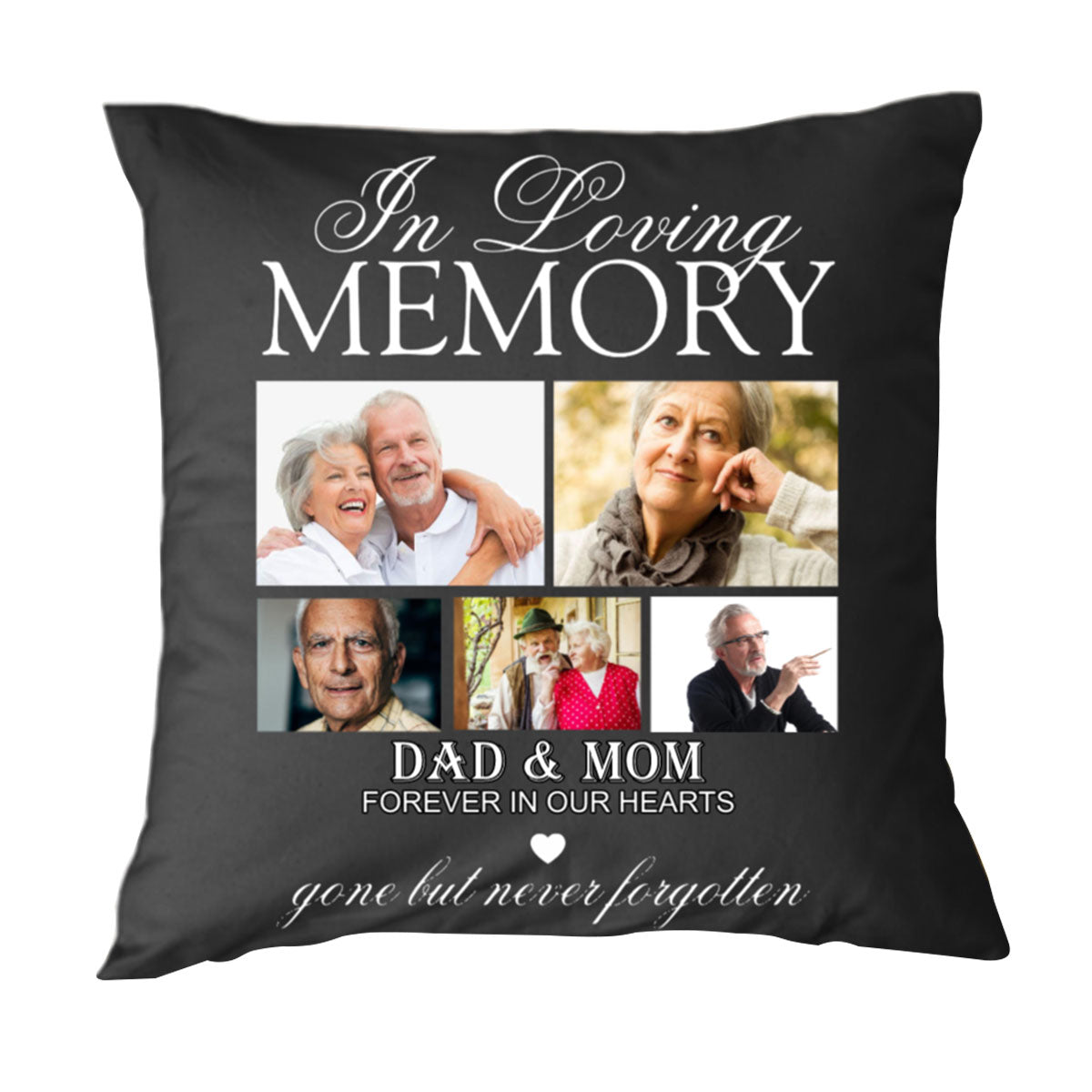In Loveing Memorial Personalized 5 Photos & Name & Date Polyester Linen Pillow