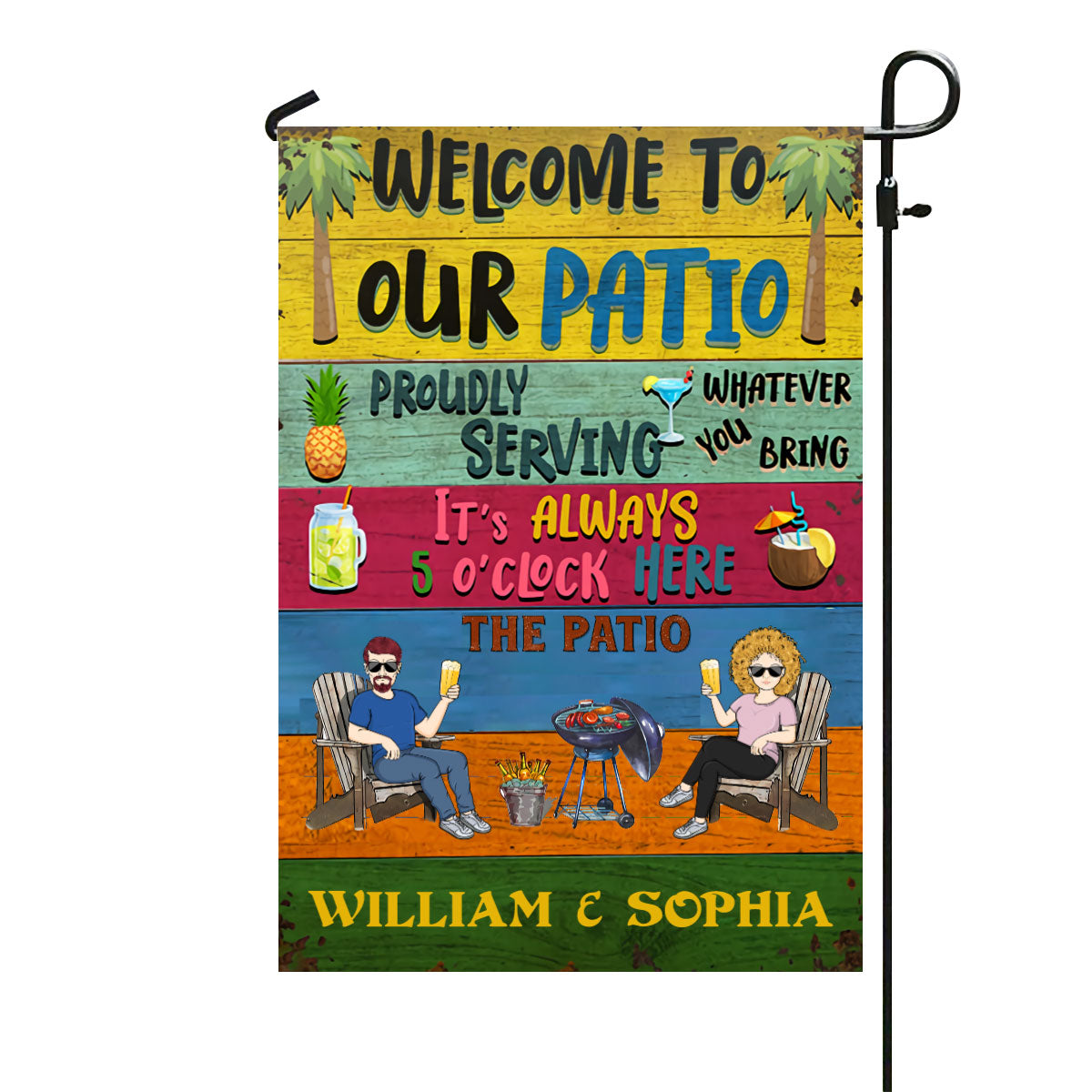 Patio Welcome Grilling Proudly Serving Whatever You Bring - Personalized Graden & House Flag