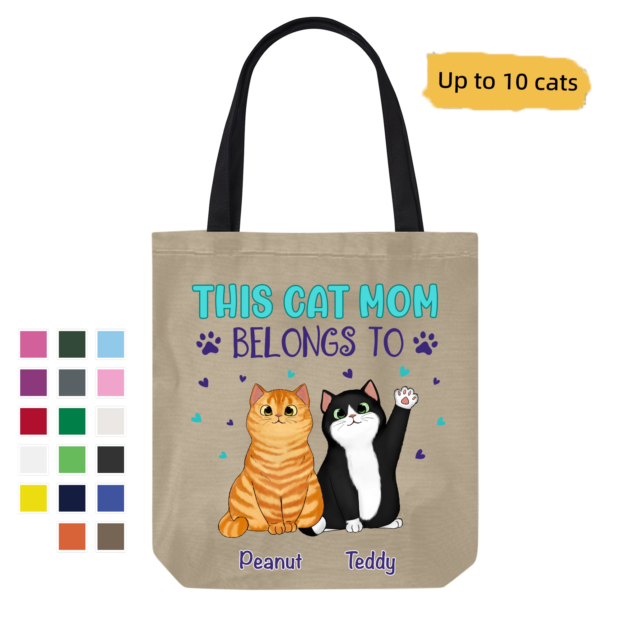 Belongs To Fluffy Sitting Cats Personalized Canvas Bag