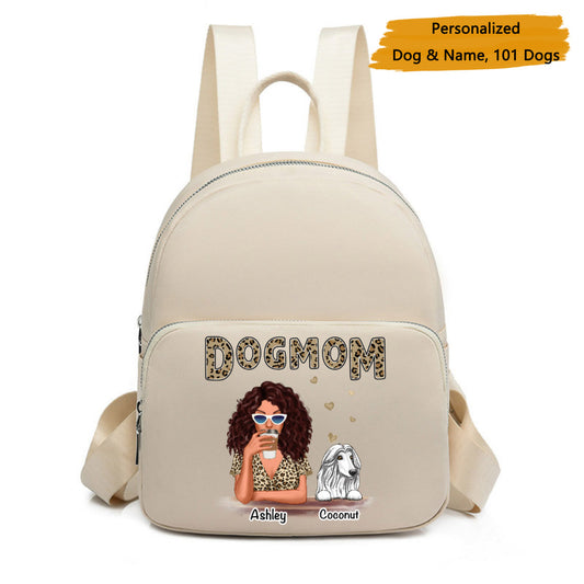 Leopard Shirt Dog Mom Personalized Backpack