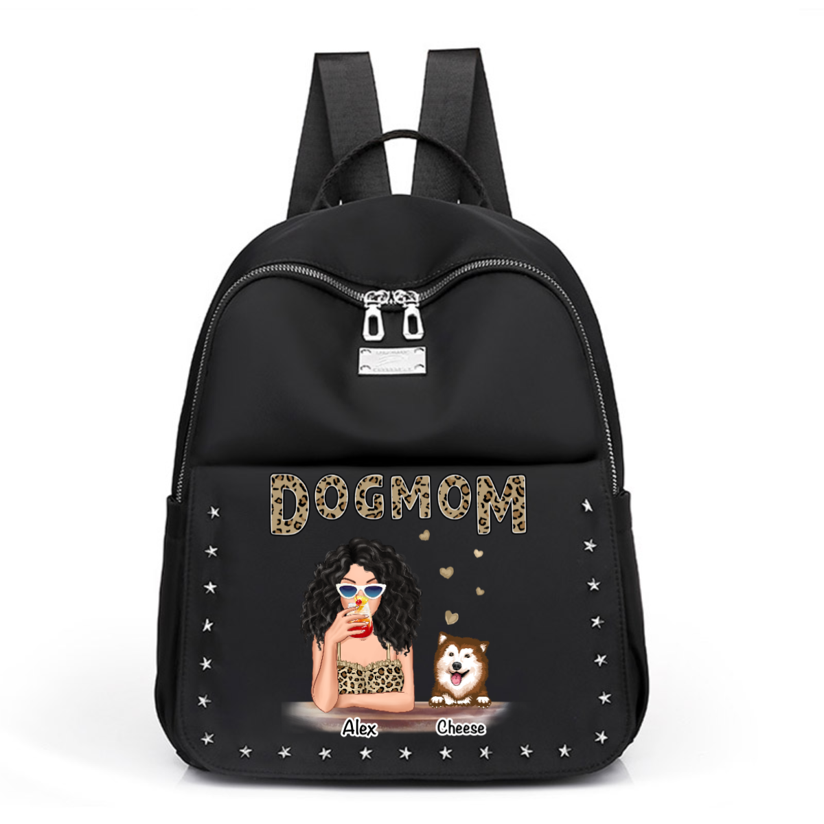 Dog Mom Of Leopard Shirt Personalized Backpack