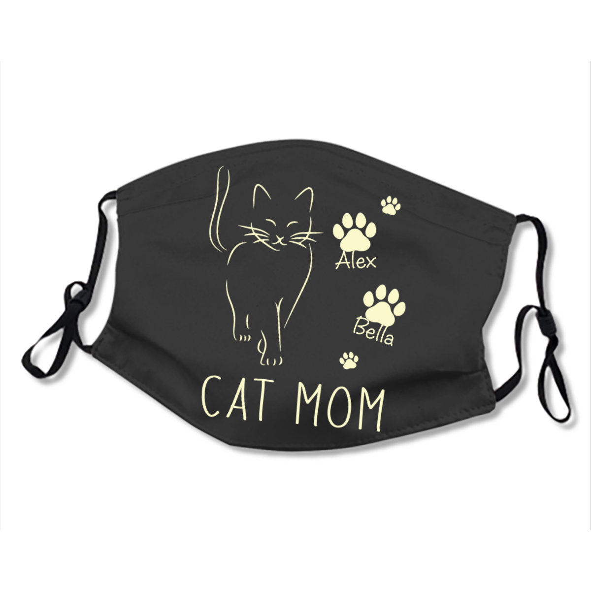 Cat Mom Outline Personalized Face Mask