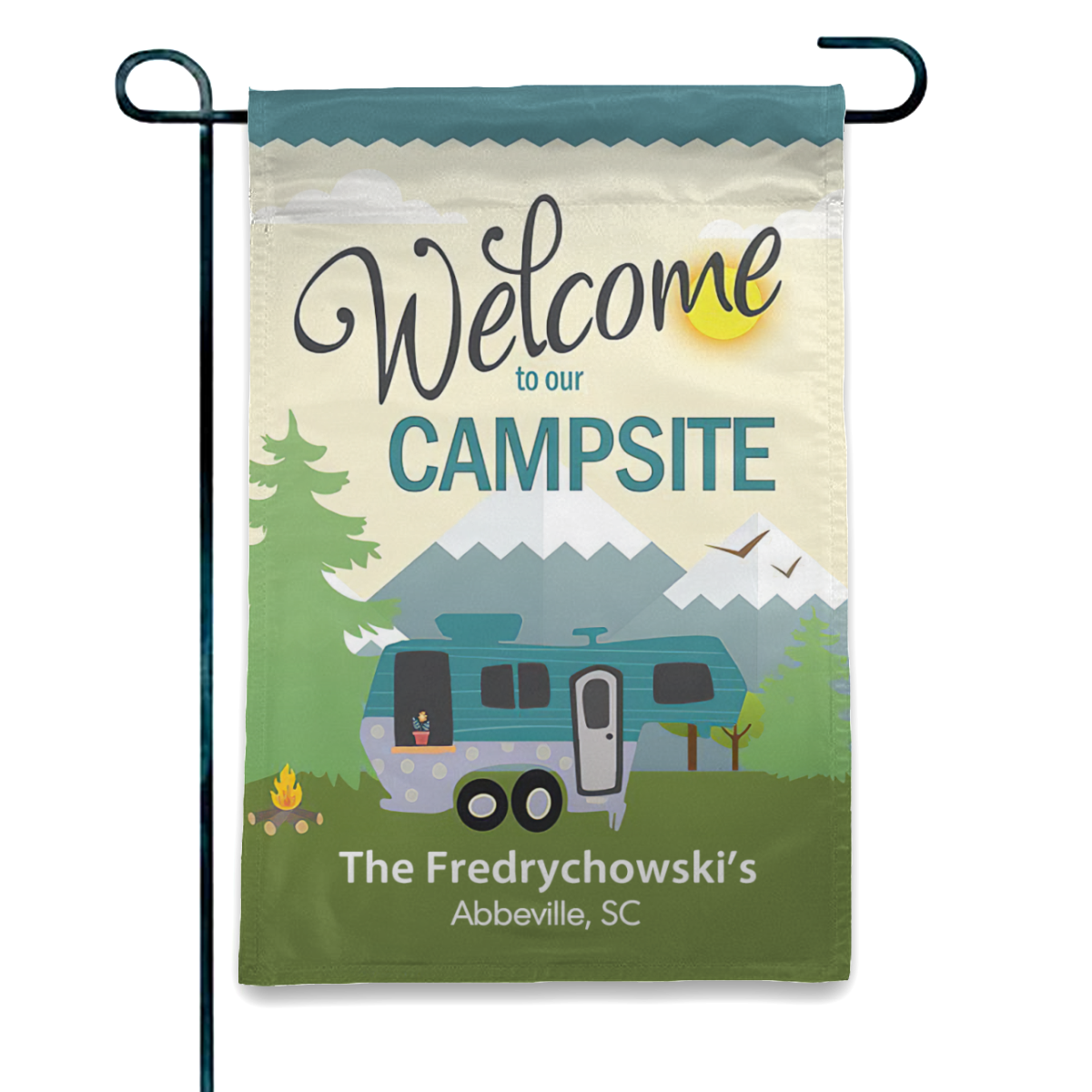 Personalized RV Camping Outdoor Flag “Welcome To Our Campsite” No.8FB8PY