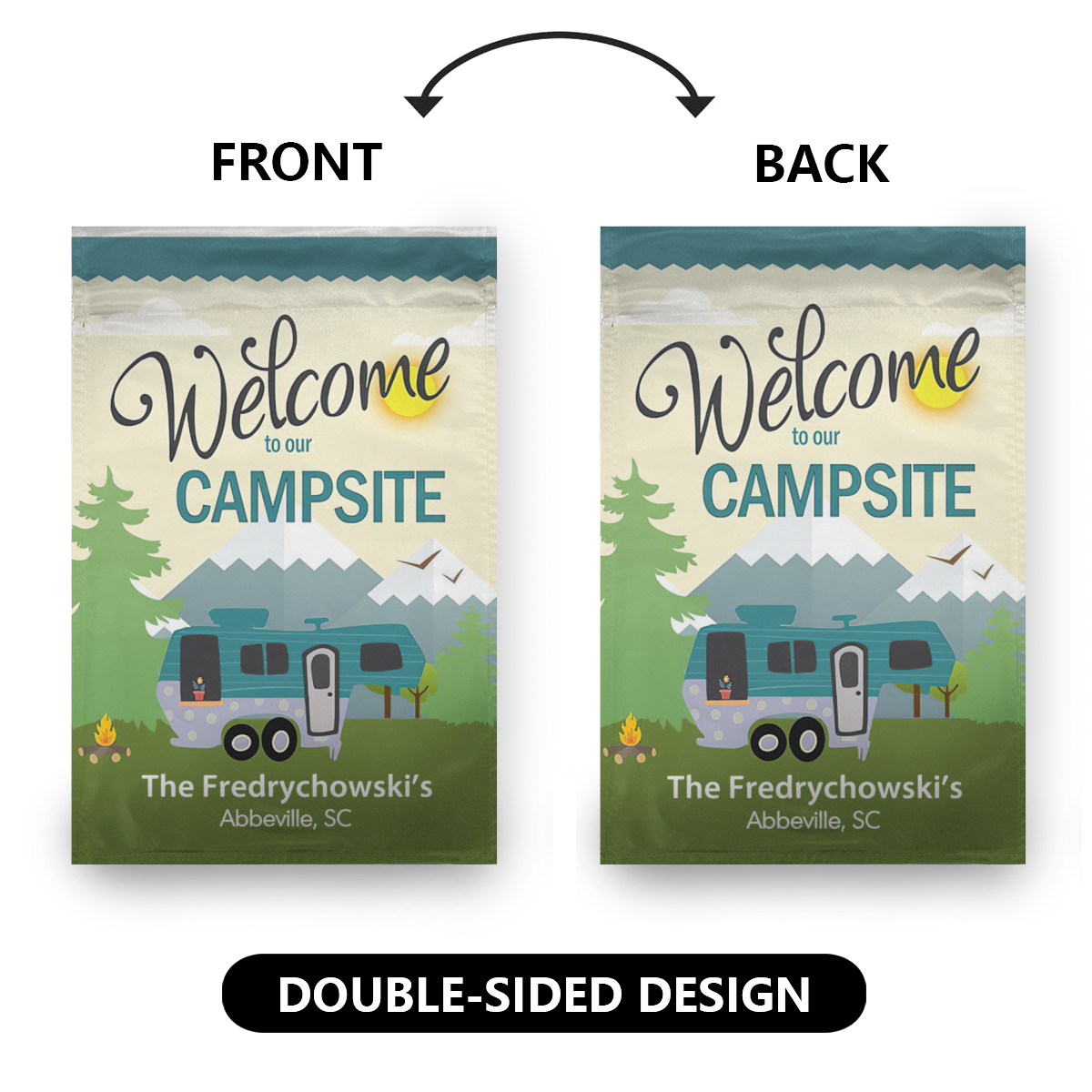 Personalized RV Camping Outdoor Flag “Welcome To Our Campsite” No.8FB8PY