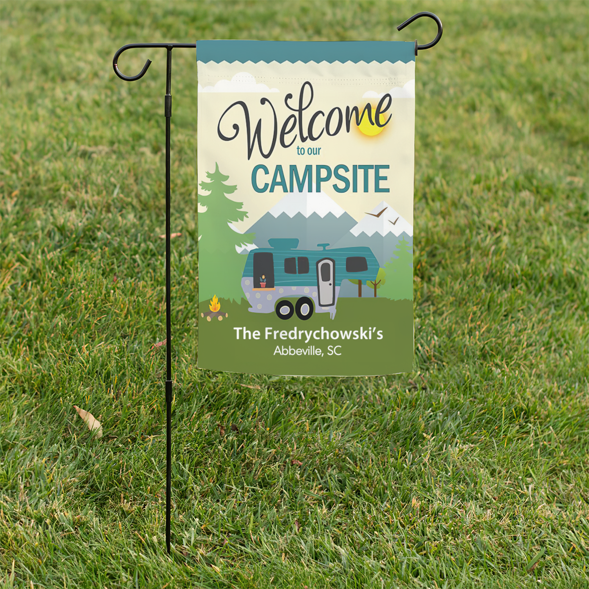 Personalized RV Camping Outdoor Flag “Welcome To Our Campsite” No.8FB8PY