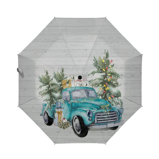 Rustic Farm Truck Christmas Family Name Umbrella No.8H2RHO