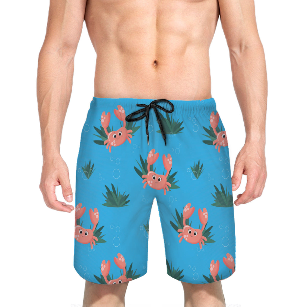 Cute Pink Crab Men's Swim Trunks No.8MDPNQ