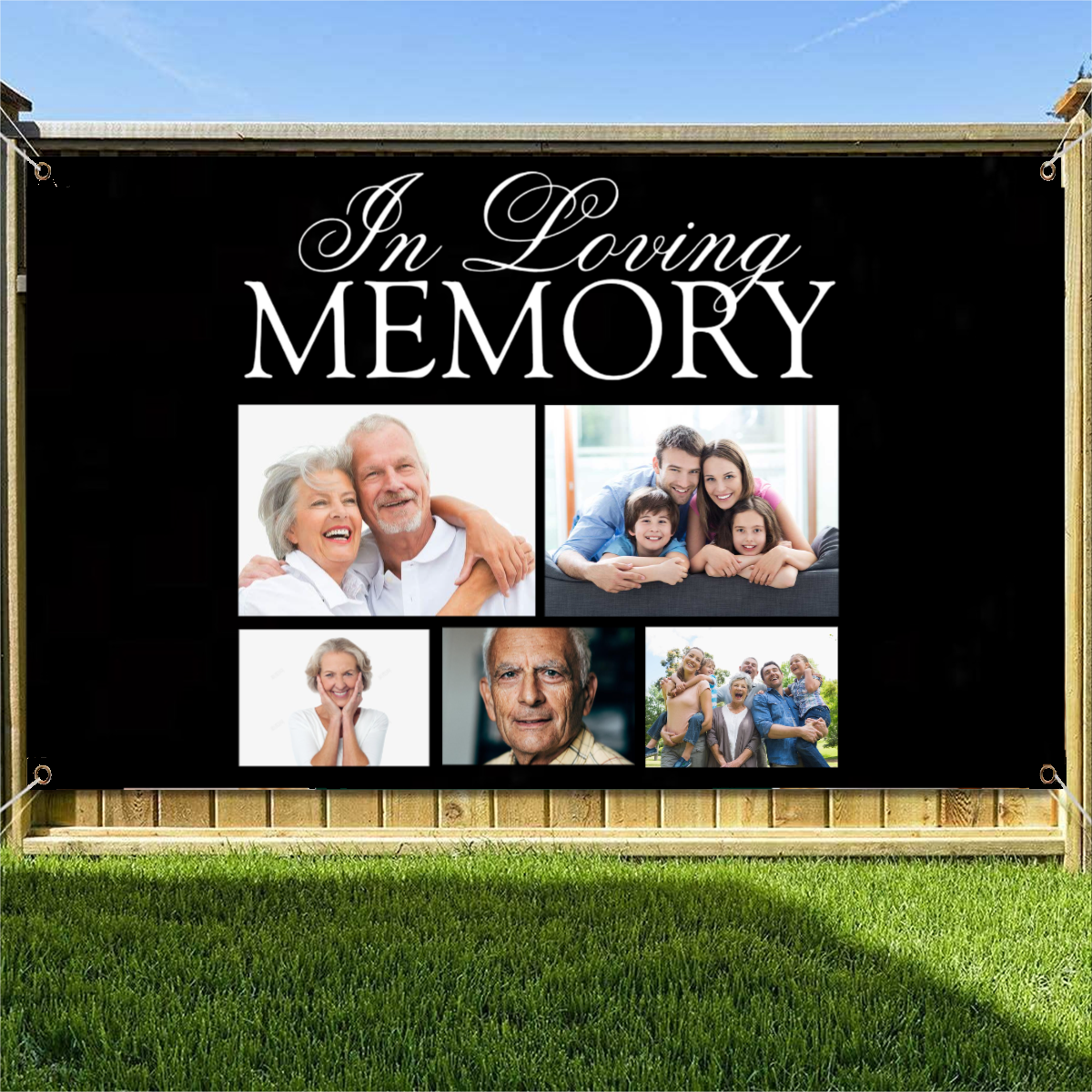 In Loveing Memorial personalized 5 Photos & Name & Date Banner
