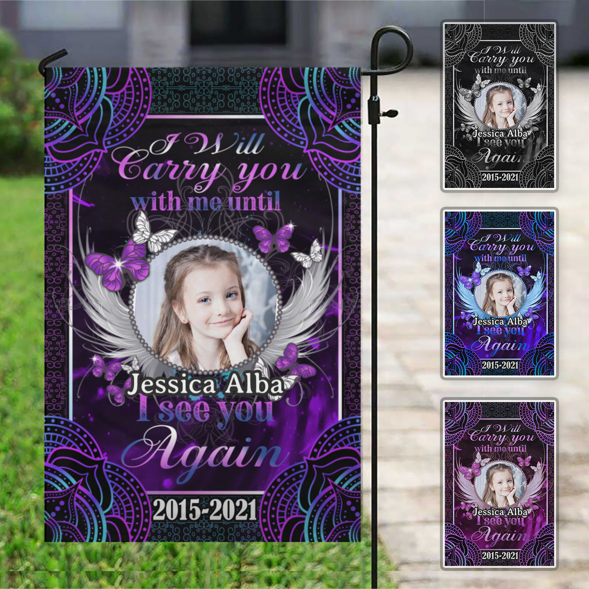 Until I See You Again Personalized Photo Memorial Garden & House Flag