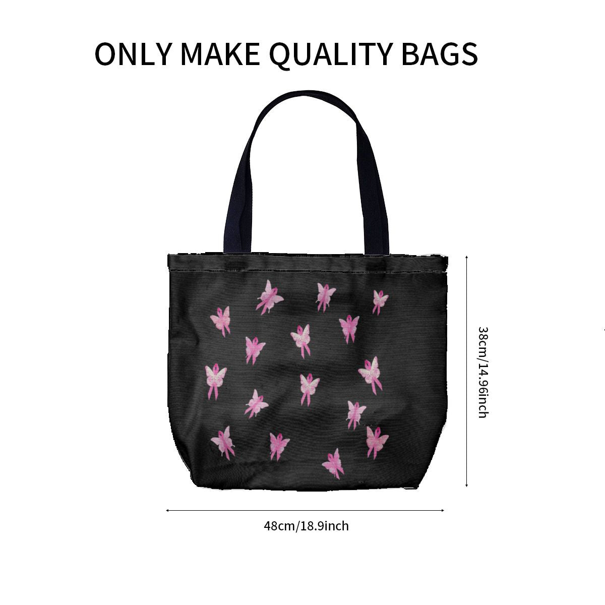pink ribbon breast cancer awareness butterflies Canvas Bag No.N4J48S