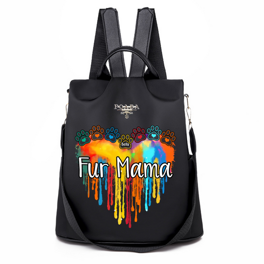 Dog Cat Mom Fur Mama Colorful Melting Heart Personalized Backpack