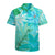 Abstract Teal Aloha Tropical Foliage Pattern Graphic Hawaiian Shirts No.95PG5Z