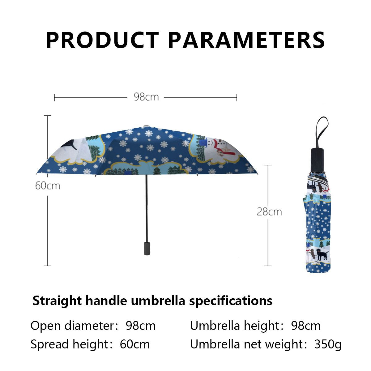 Labrador Christmas With Snowman Brushed Polyester Umbrella No.9B7OS9