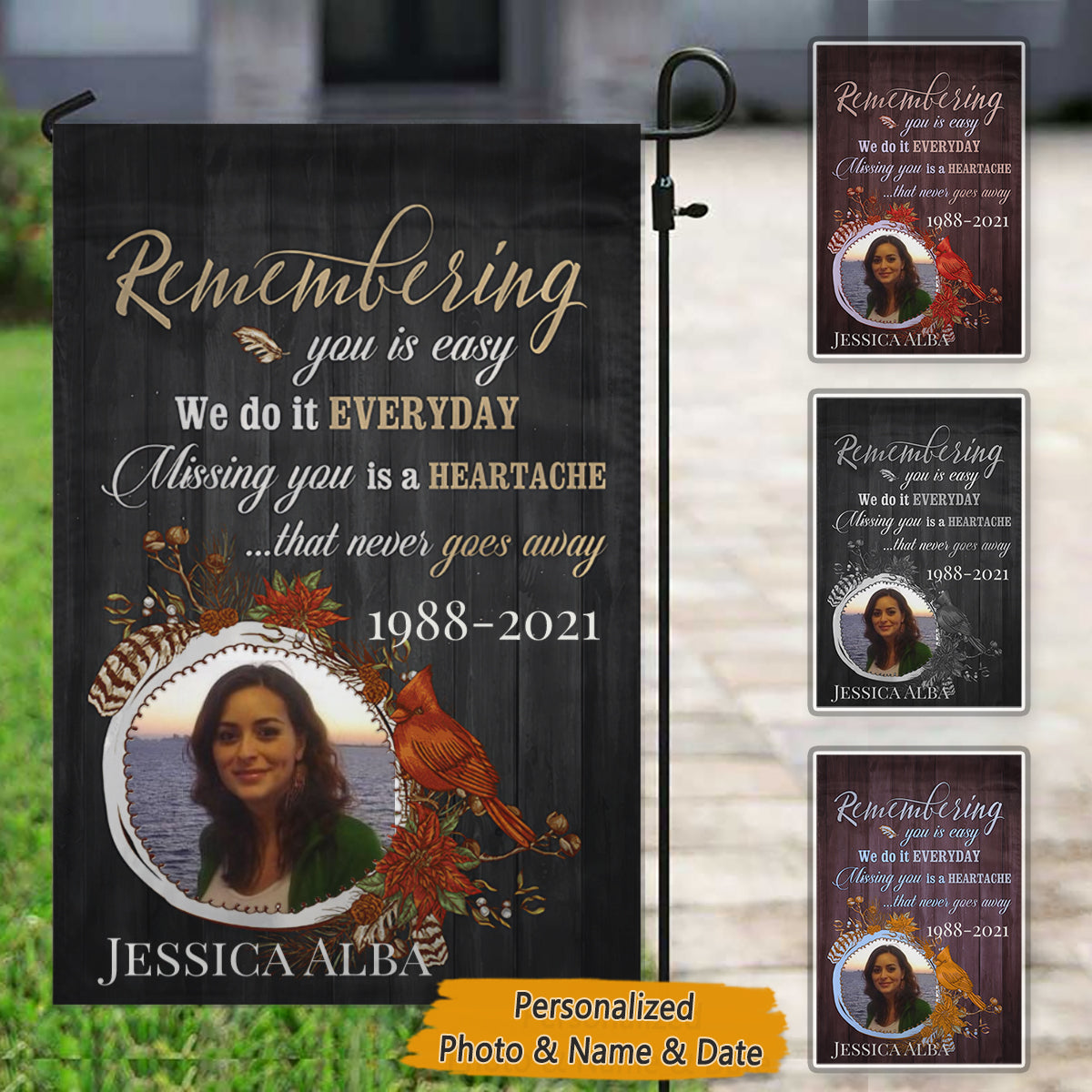Missing You Is A Heartache Memorial Photo Personalized Garden Flag